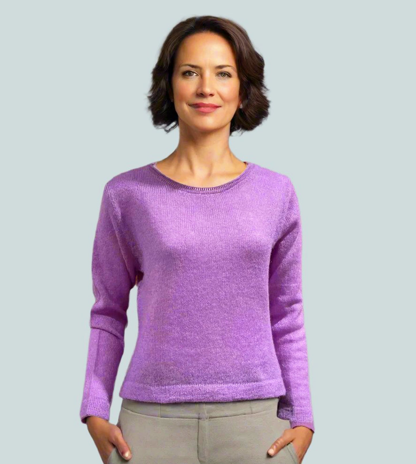 Baby Alpaca Pullover Round Neck Light Lilac