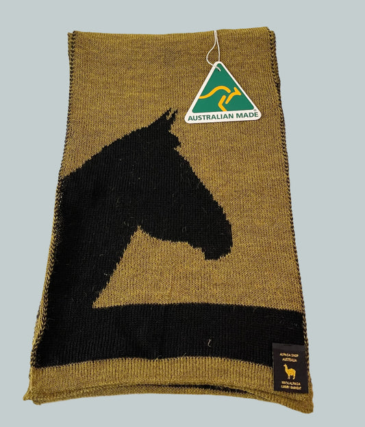 Unisex Alpaca Scarf Brumby Horse Design Mustard