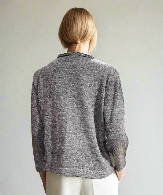 Alpaca Mohair Pullover Round Neck Natural Gray