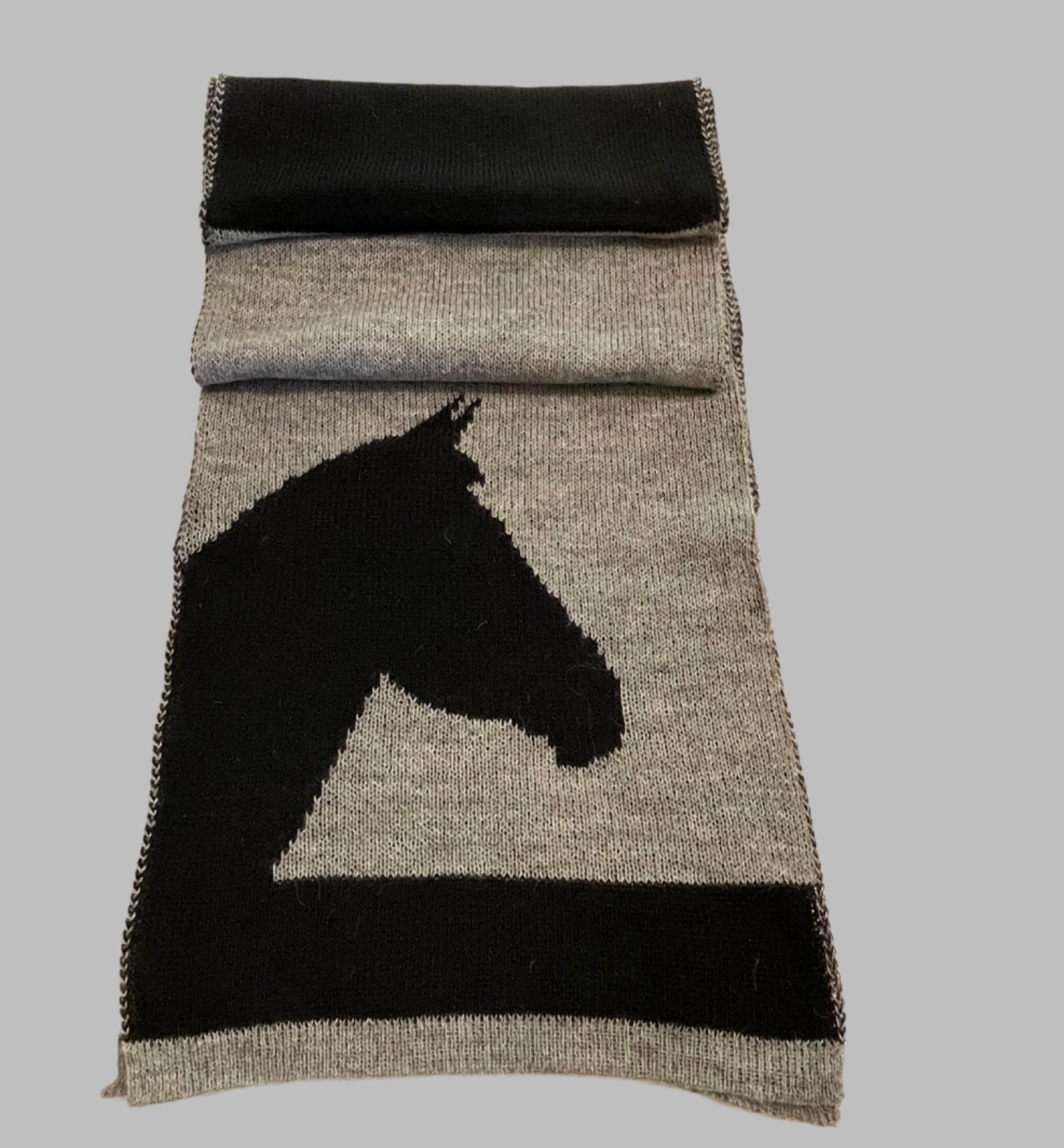 Unisex Alpaca Scarf Brumby Horse Design Gray