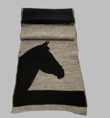 Unisex Alpaca Scarf Brumby Horse Design Gray