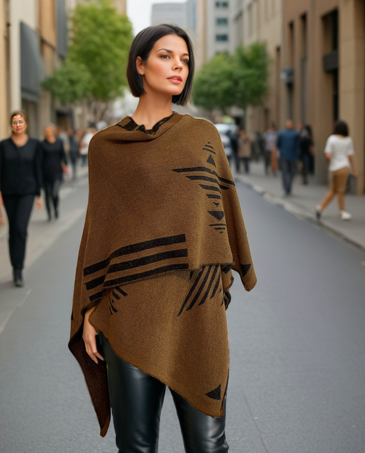 Alpaca Poncho Ruana Guiza Beige