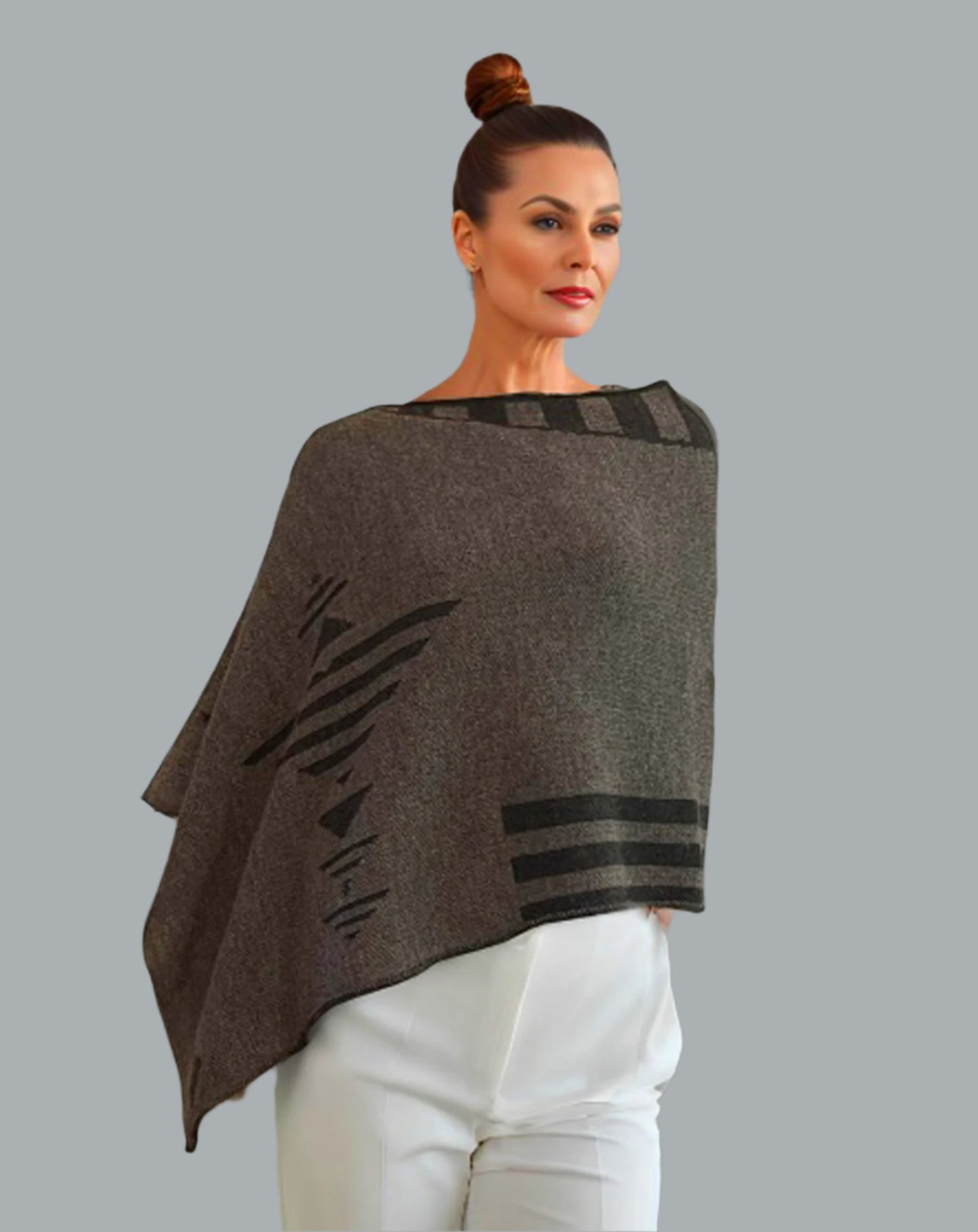 Alpaca Asymmetrical Poncho Natural Gray