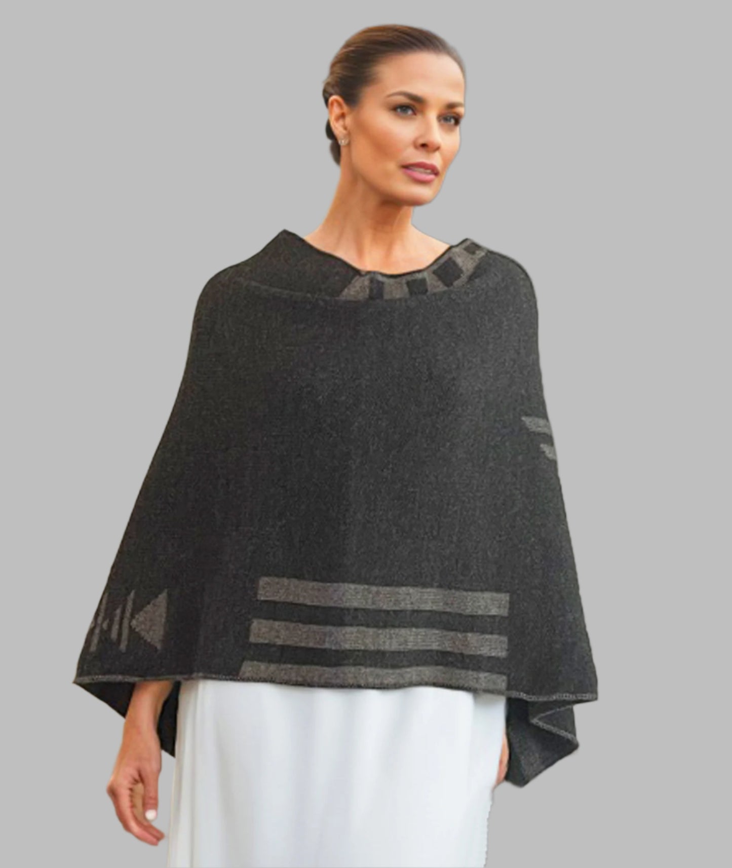 Alpaca Asymmetrical Poncho Charcoal