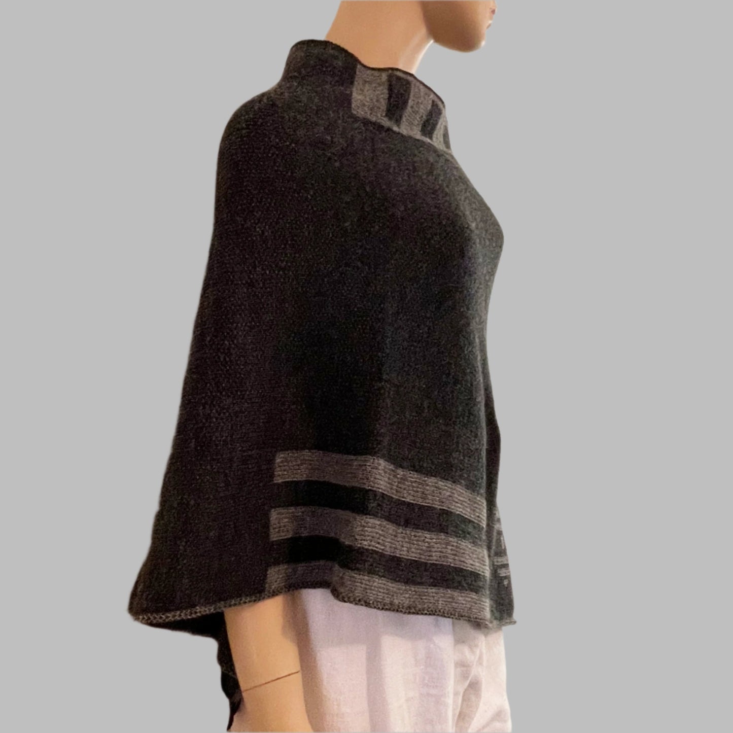 Alpaca Asymmetrical Poncho Charcoal