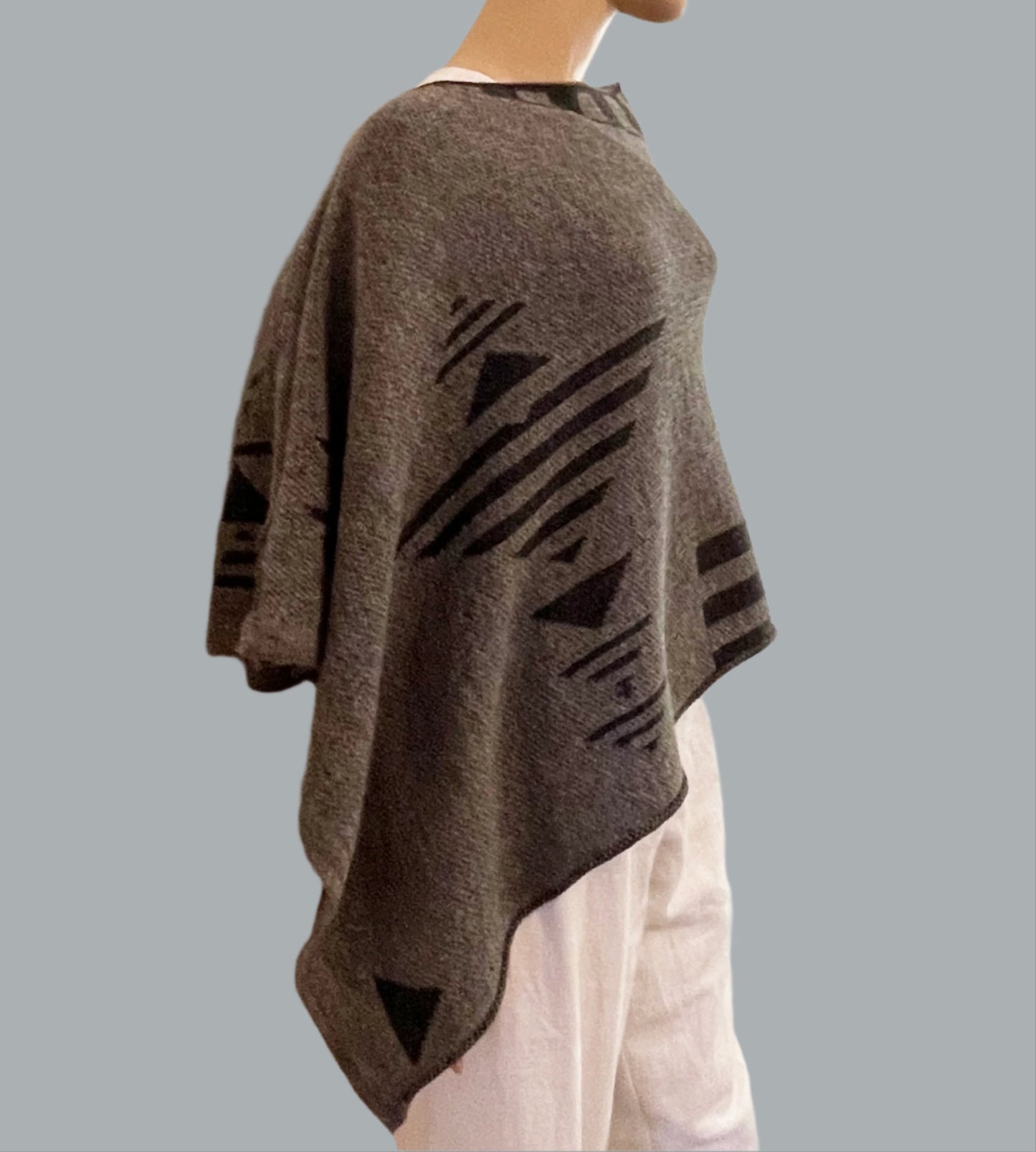 Alpaca Asymmetrical Poncho Natural Gray