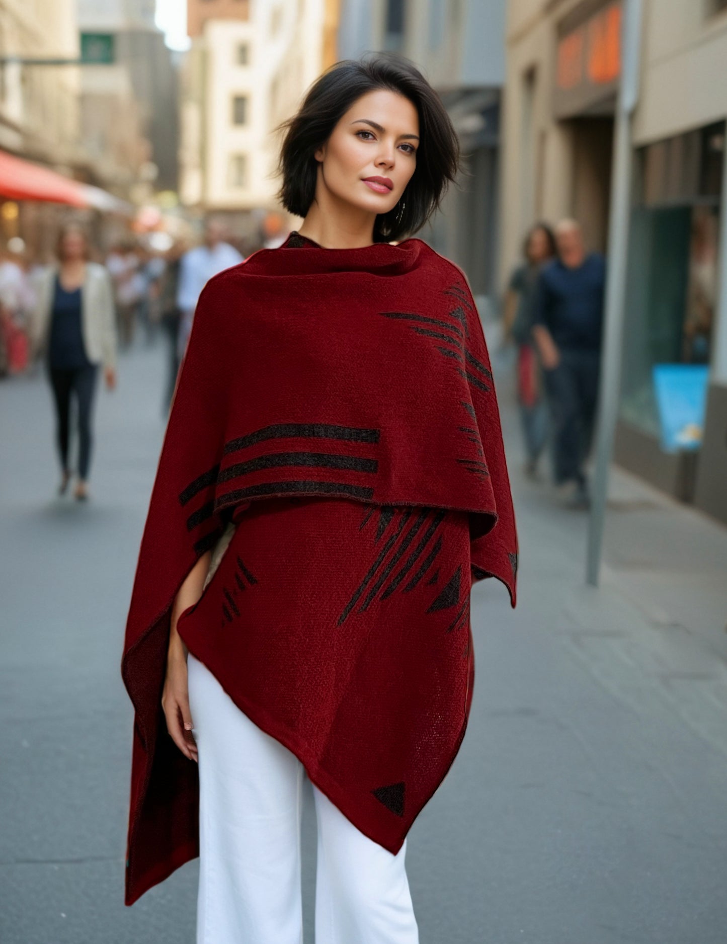 Alpaca Poncho Ruana Guiza Red