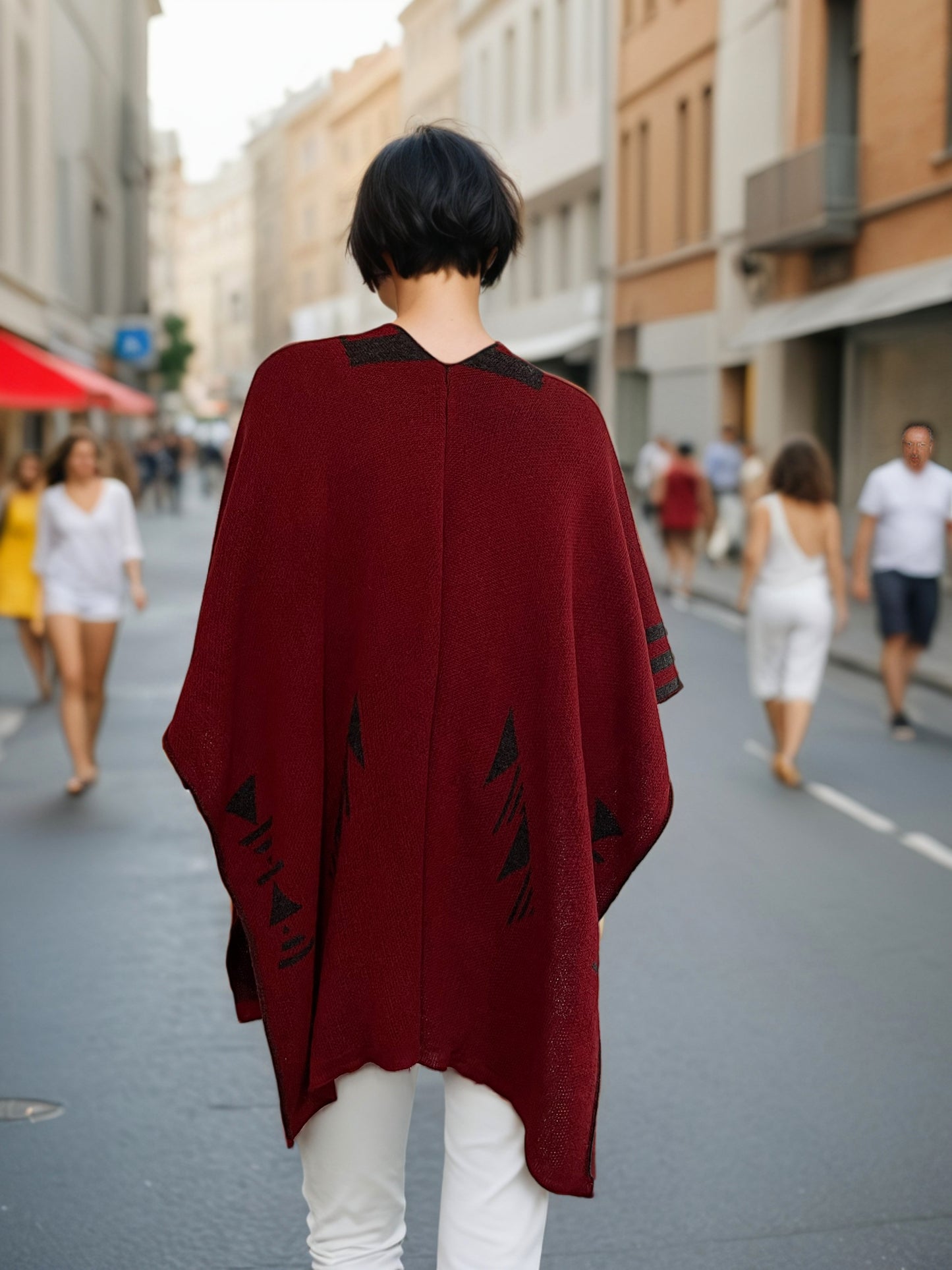 Alpaca Poncho Ruana Guiza Red