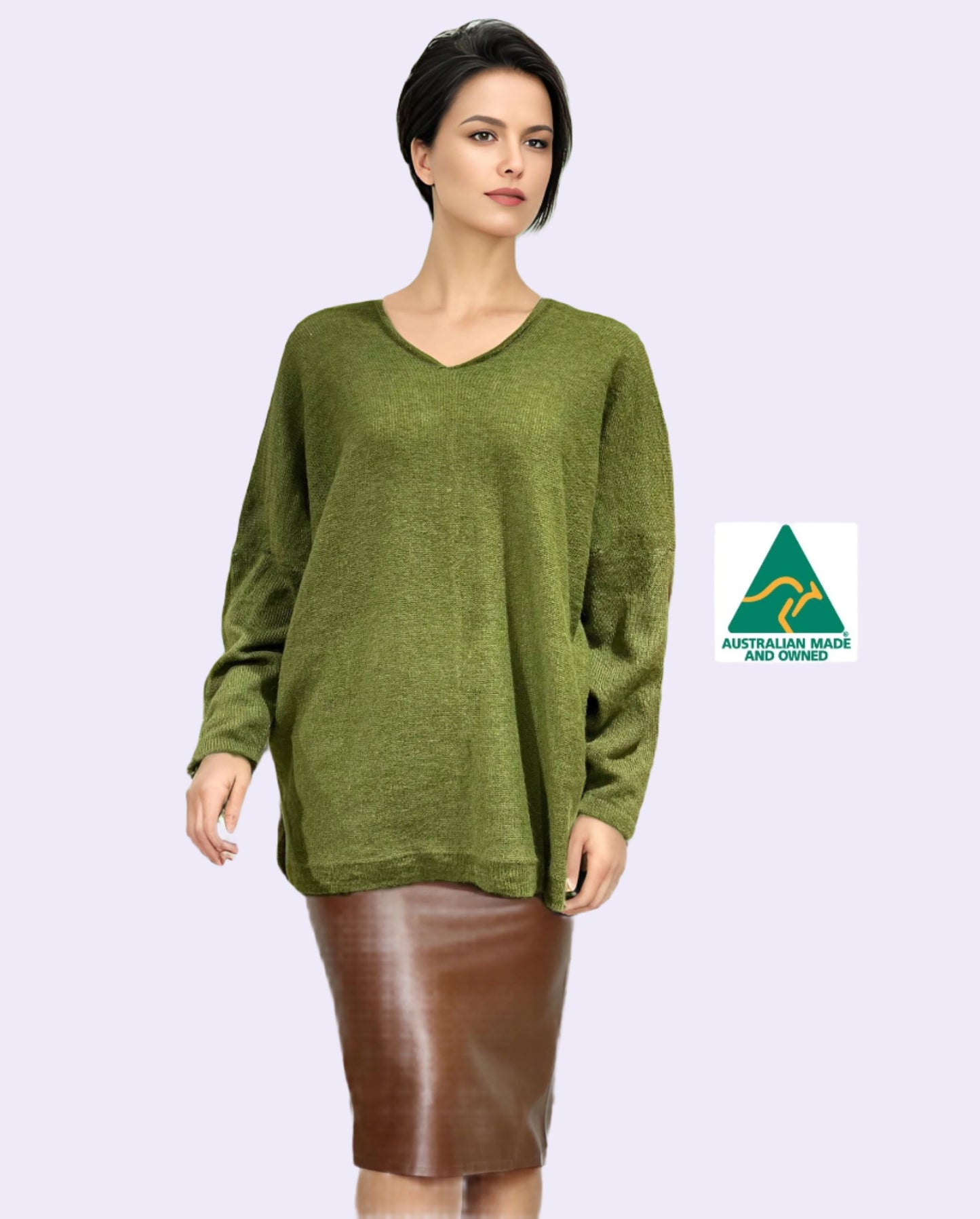 Alpaca Mohair Pullover Sweater Plus Size Green