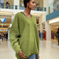 Alpaca Mohair Pullover Sweater Plus Size Green