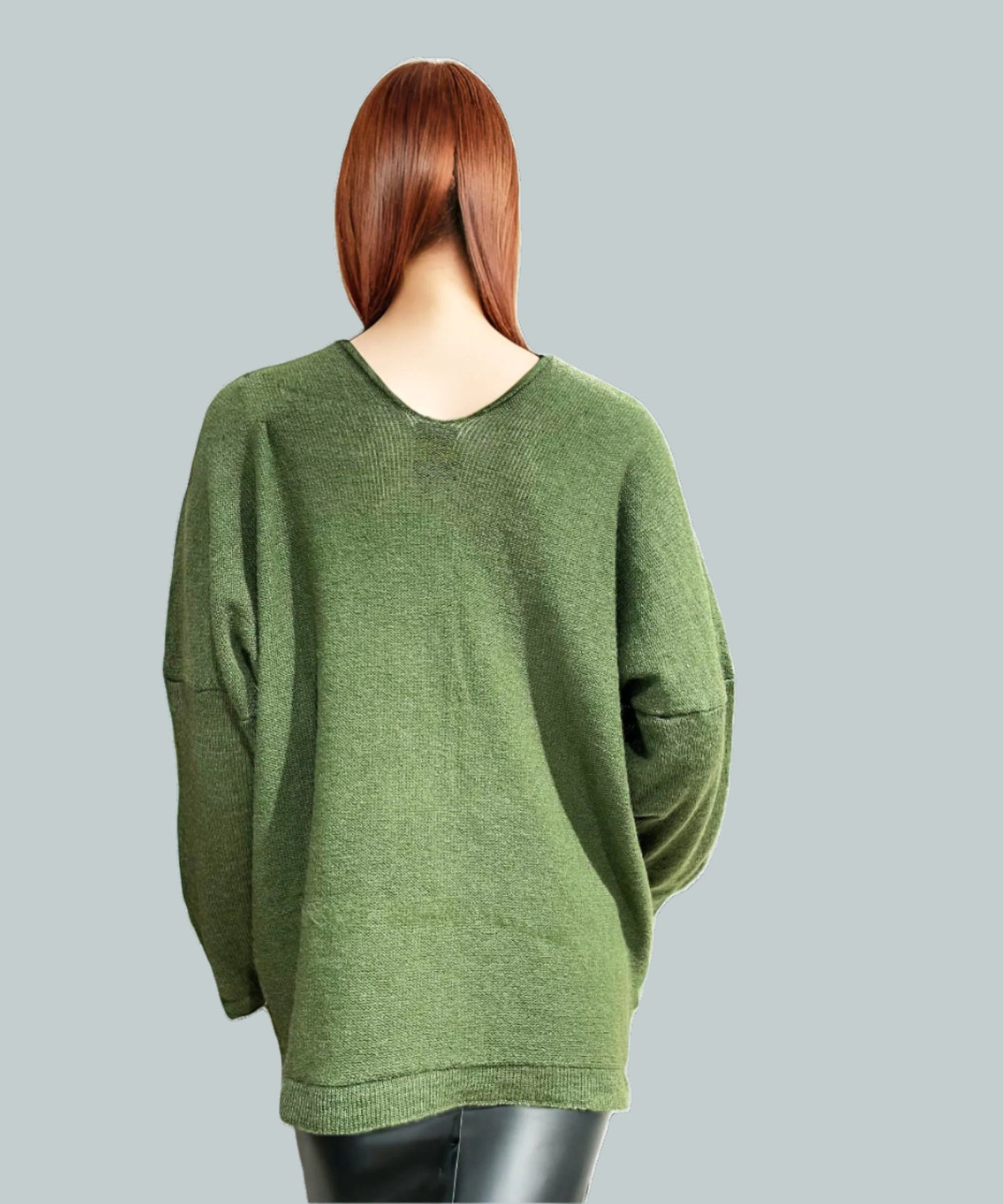 Alpaca Mohair Pullover Sweater Plus Size Green