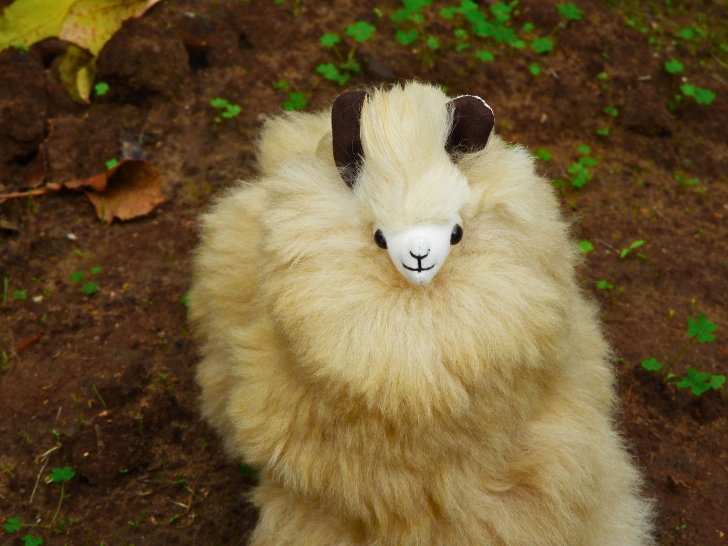 Baby Alpaca Fur Toy Beige 25cm X 24cm