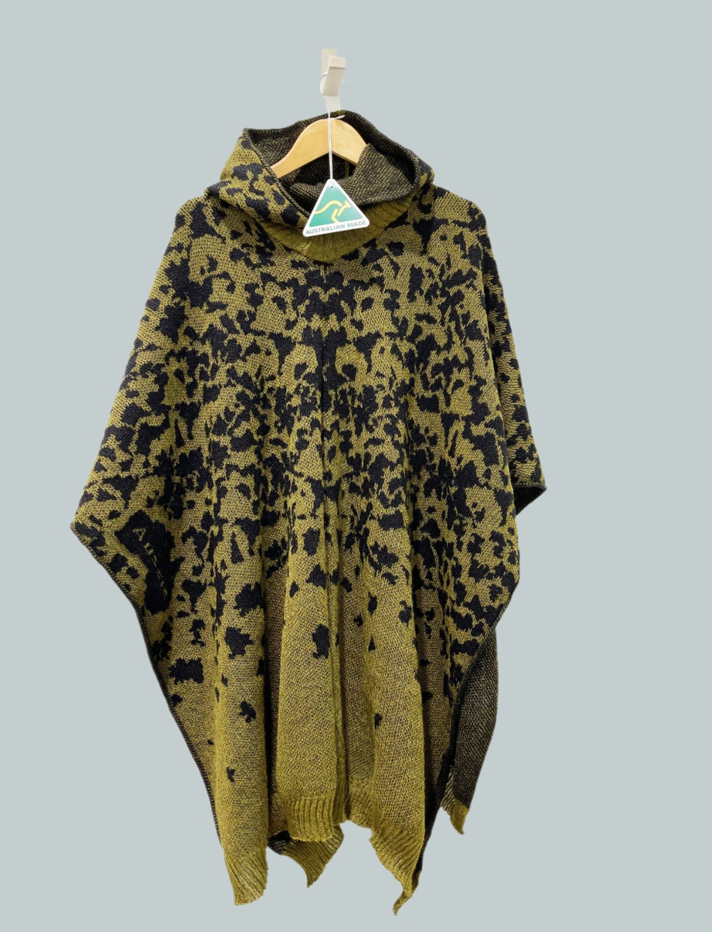 Australian Alpaca Thick Poncho Hooded, CAMO green