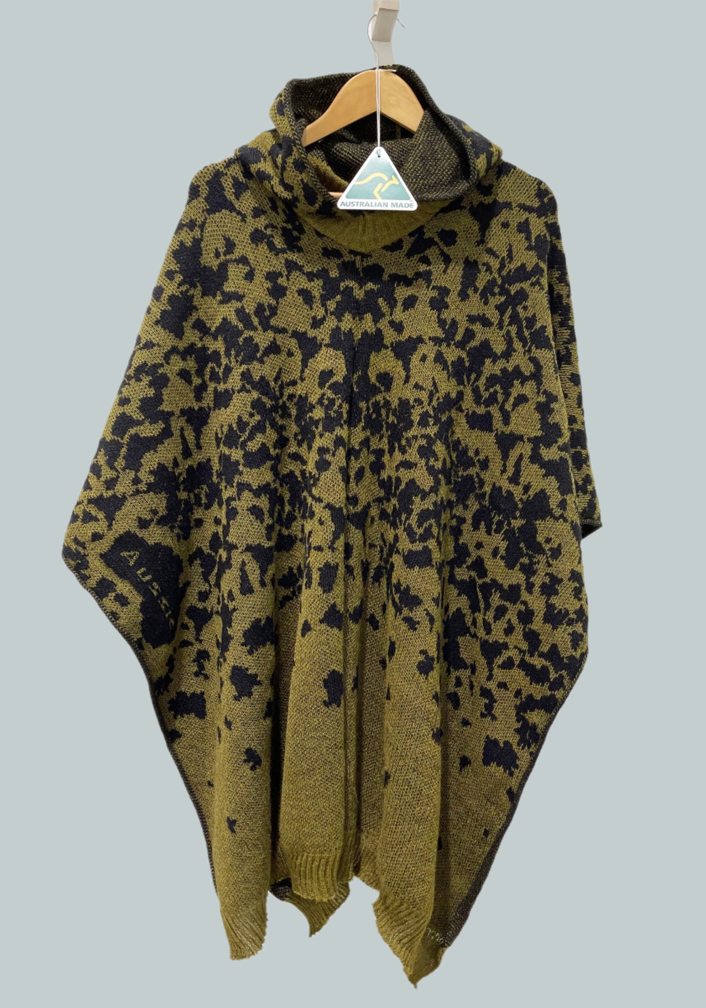 Australian Alpaca Thick Poncho Hooded, CAMO green