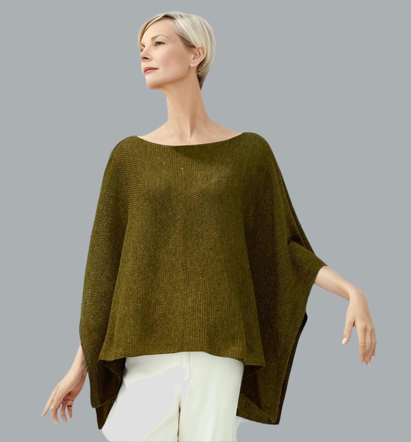 Alpaca Light Knit Poncho Rice Grain Mustard