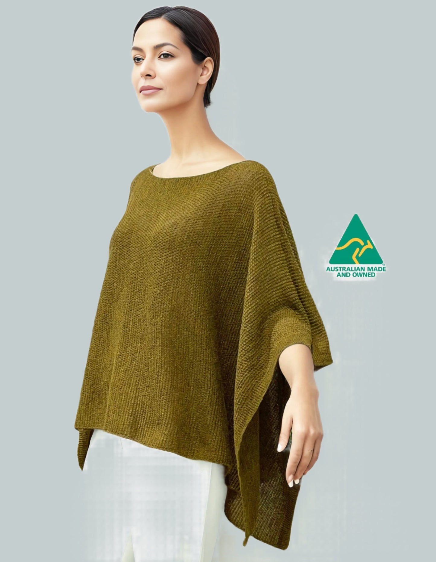 Alpaca Light Knit Poncho Rice Grain Mustard