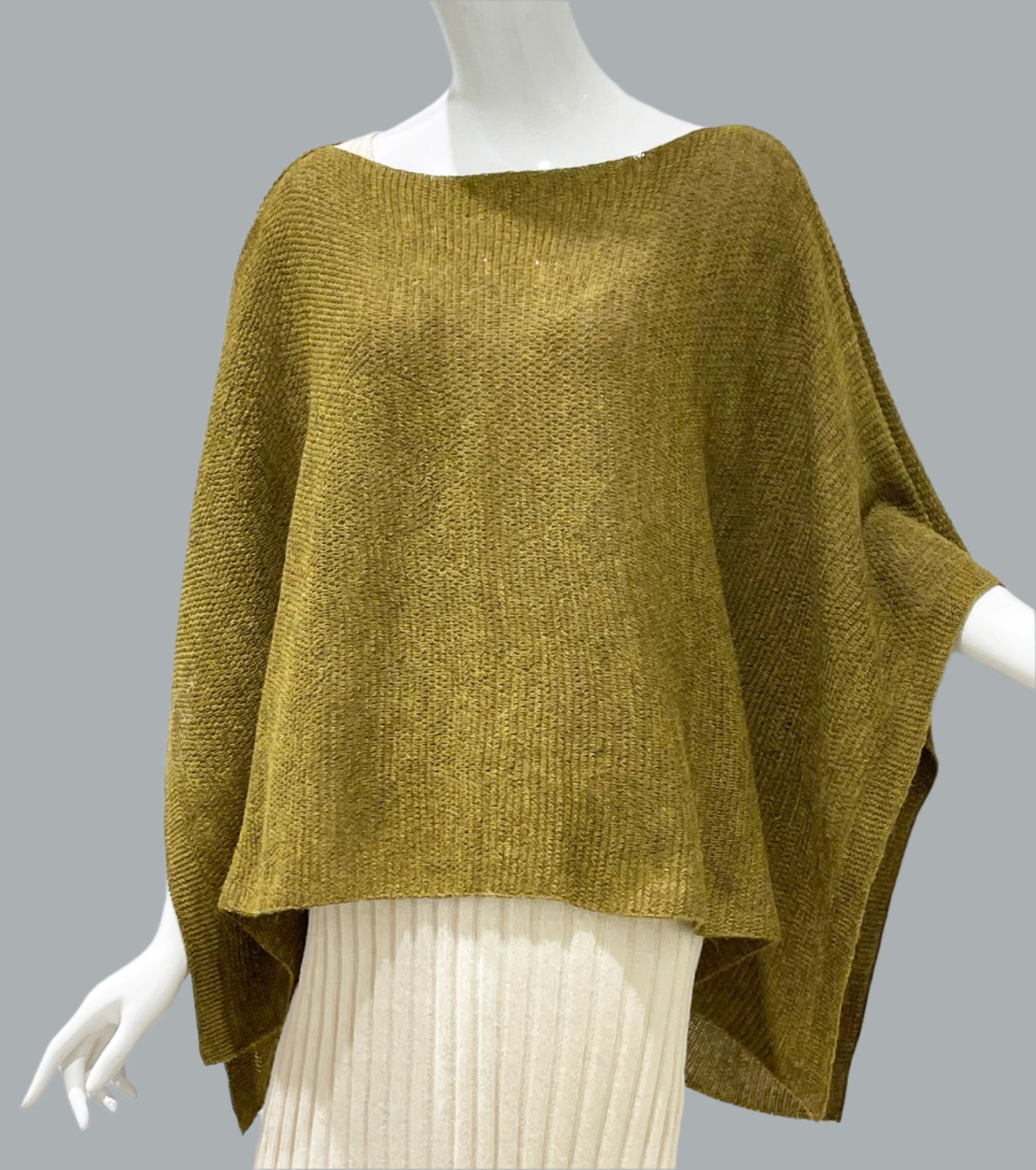 Alpaca Light Knit Poncho Rice Grain Mustard