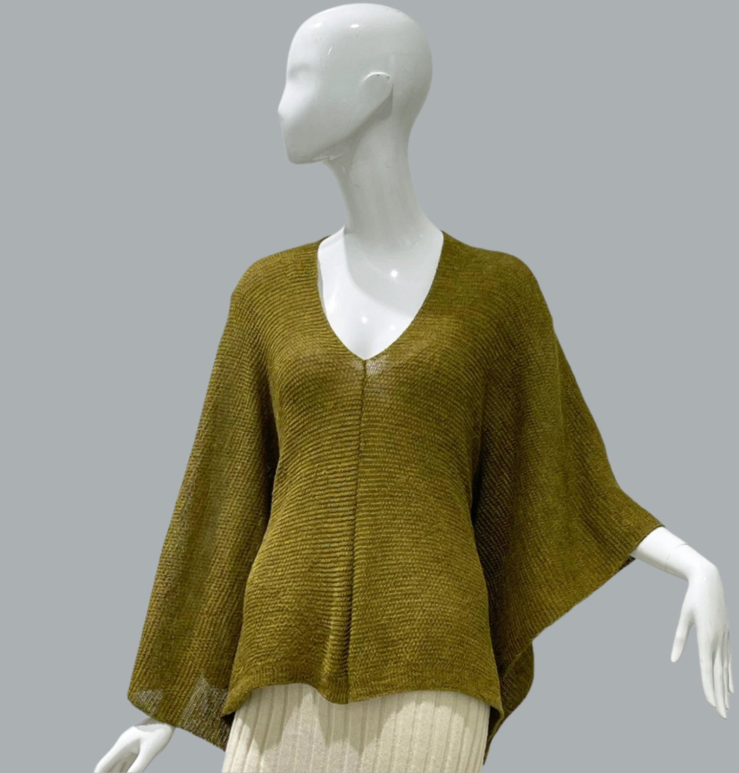 Alpaca Light Knit Poncho Rice Grain Mustard