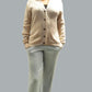 Alpaca Button-Down Cropped Beige Cardigan