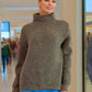 Alpaca Women’s High Neck Jacquard Knit Natural Gray