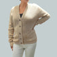 Alpaca Button-Down Cropped Beige Cardigan