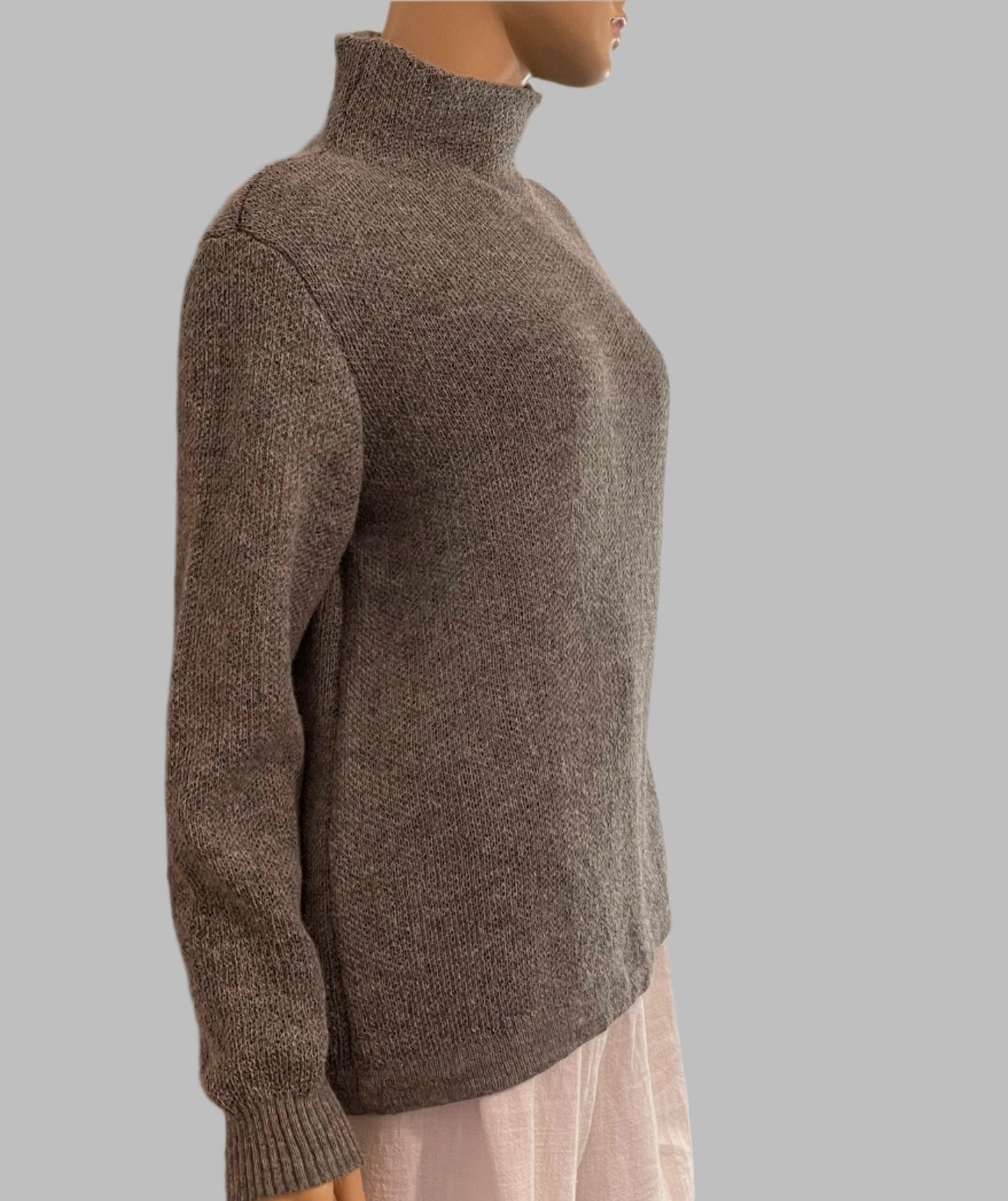 Alpaca Women’s High Neck Jacquard Knit Natural Gray