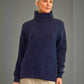 Alpaca Women’s High Neck Jacquard Knit Blue