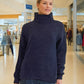 Alpaca Women’s High Neck Jacquard Knit Blue