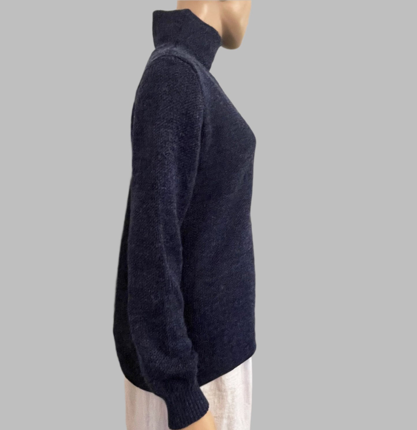 Alpaca Women’s High Neck Jacquard Knit Blue