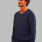 Alpaca Classic Jacquard Sweater Men V-Neck Blue