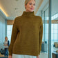 Alpaca Women’s High Neck Jacquard Knit Mustard