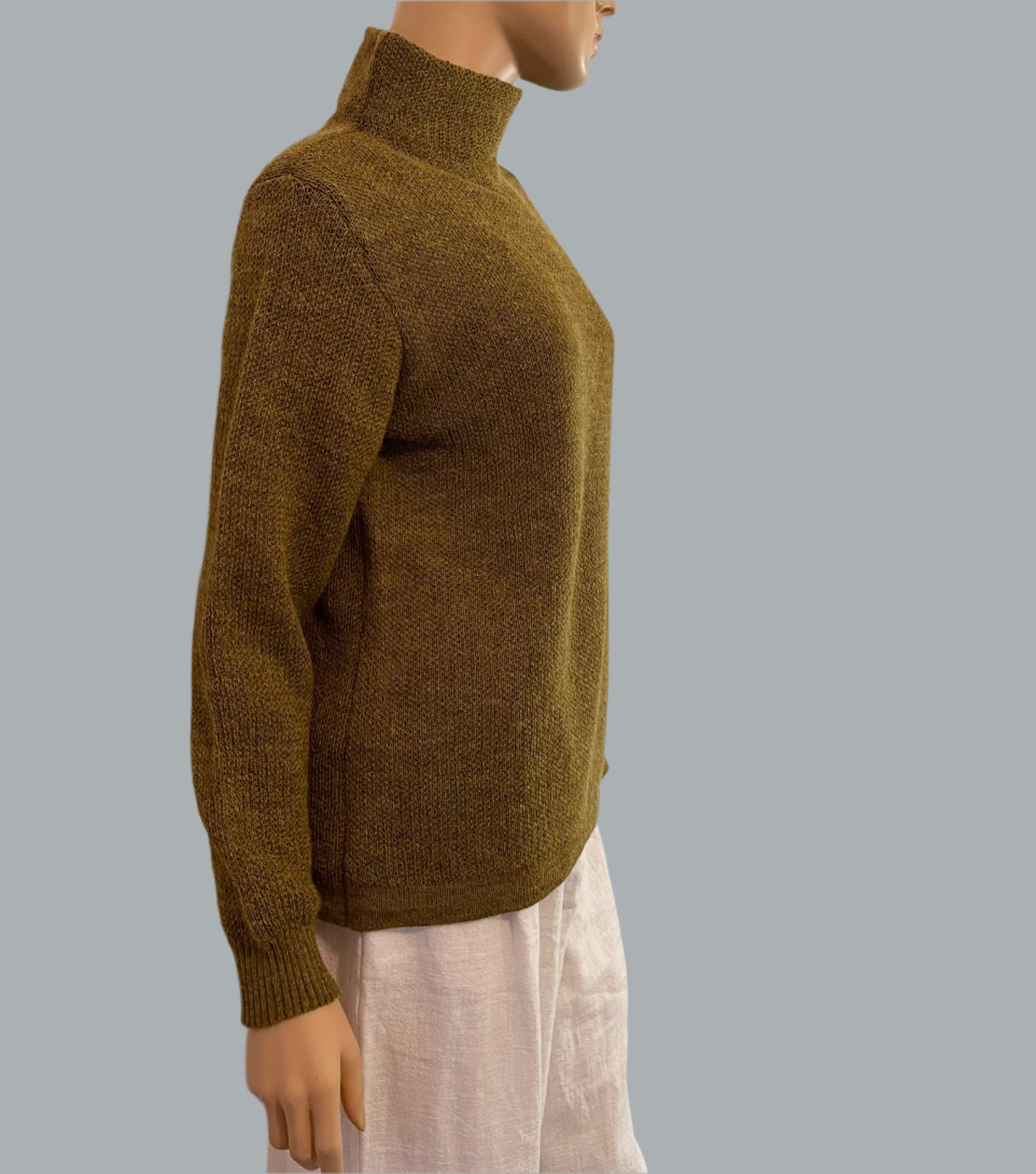 Alpaca Women’s High Neck Jacquard Knit Mustard