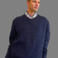 Alpaca Classic Jacquard Sweater Men V-Neck Blue