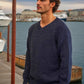 Alpaca Classic Jacquard Sweater Men V-Neck Blue