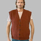 Alpaca Vest for Men Jacquard Pattern in Terracotta