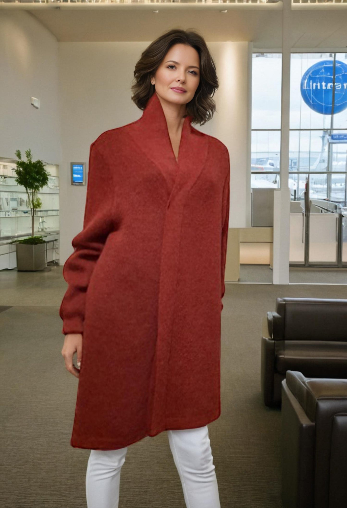 Alpaca Jacquard Coat Terracotta