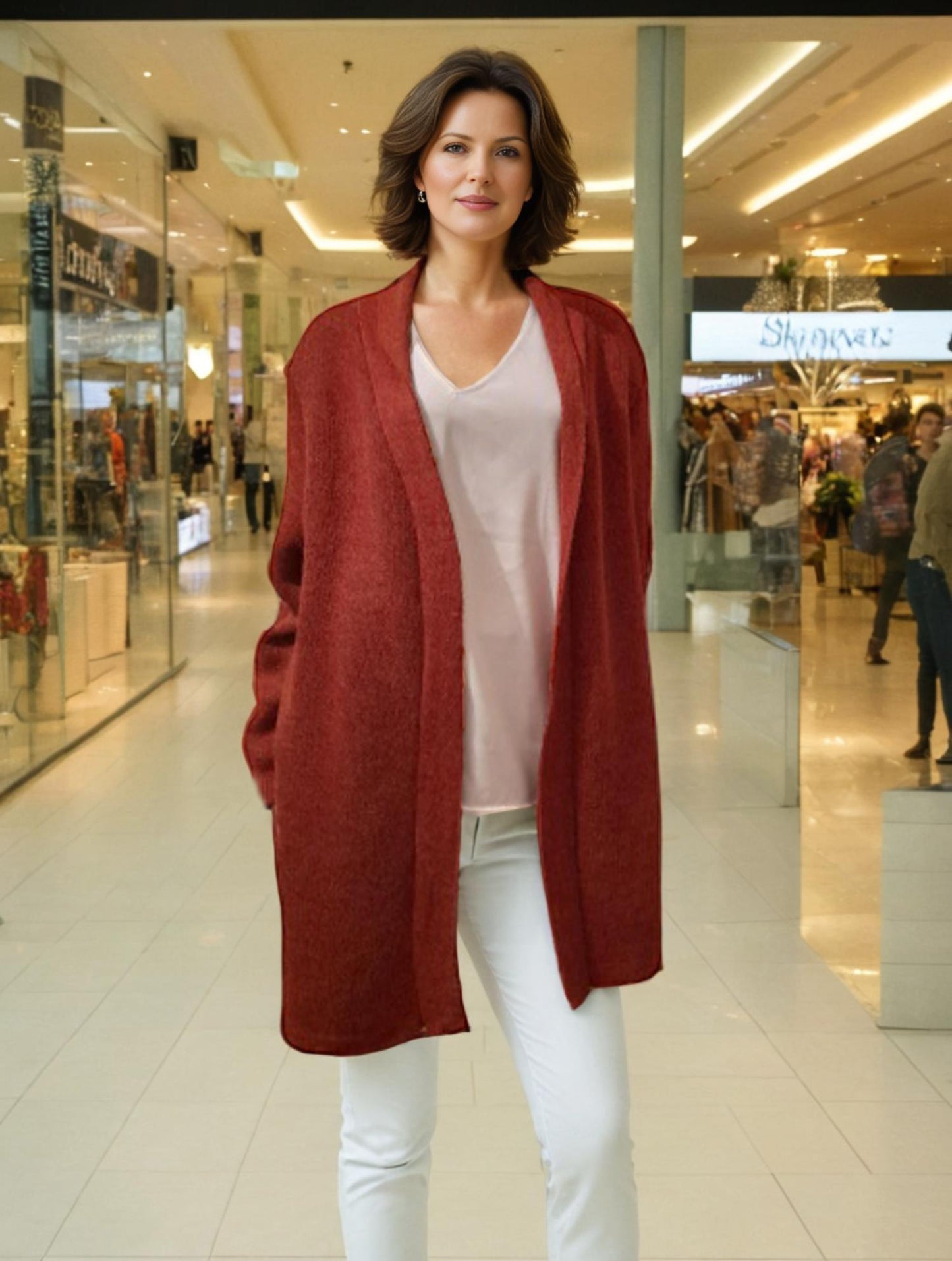 Alpaca Jacquard Coat Terracotta