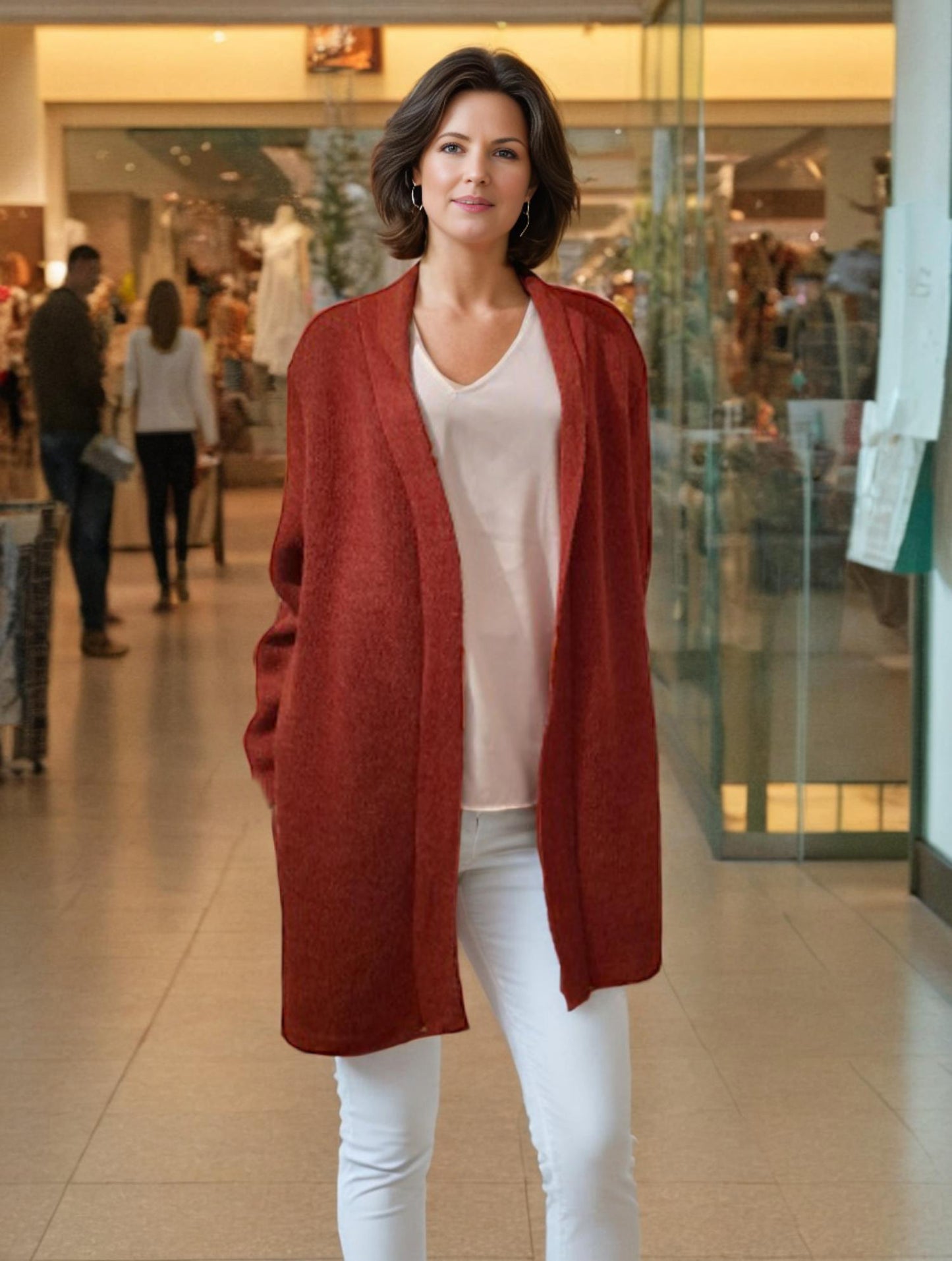 Alpaca Jacquard Coat Terracotta