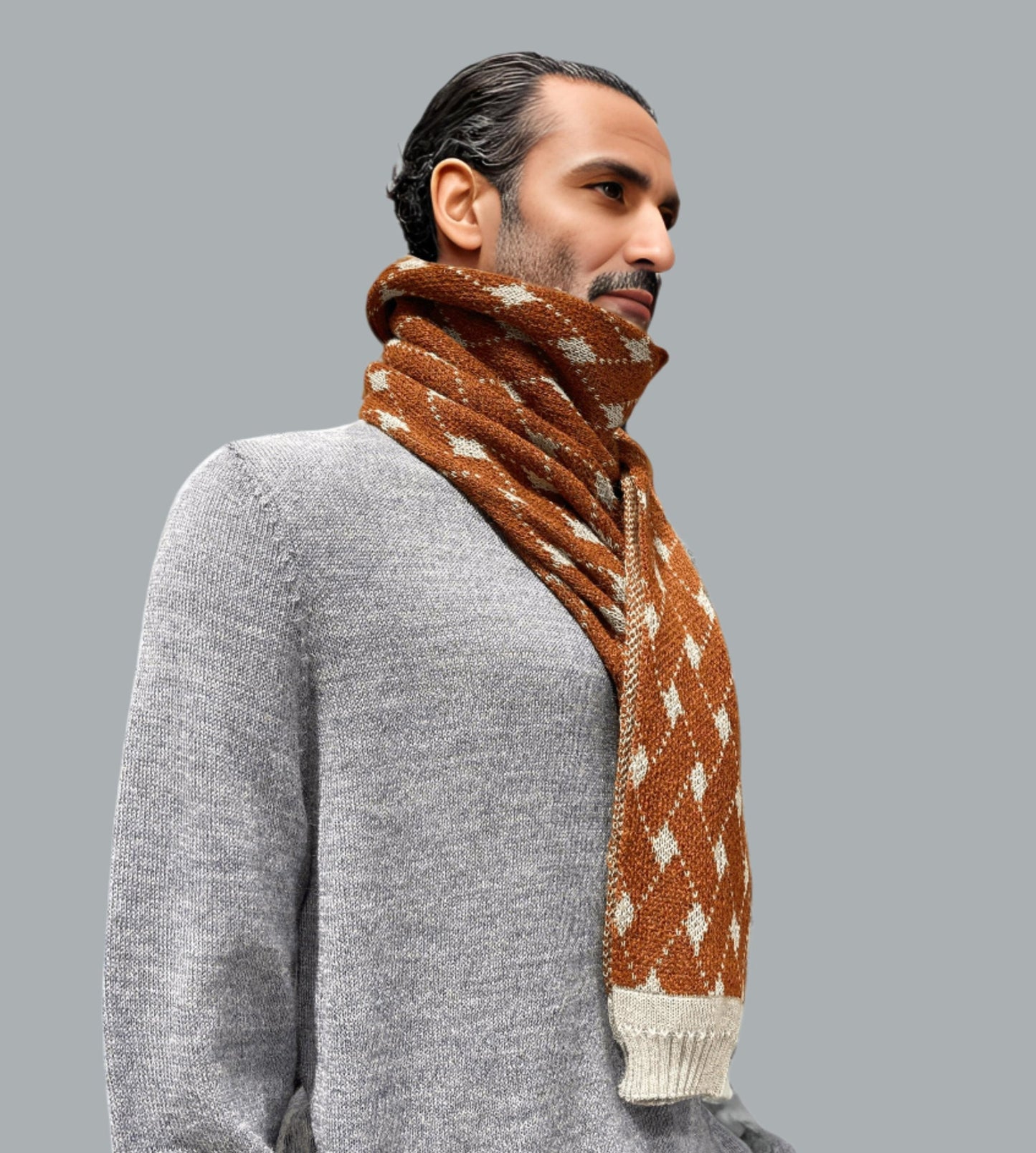 Alpaca Scarf Bricks Design Terracotta/Gray