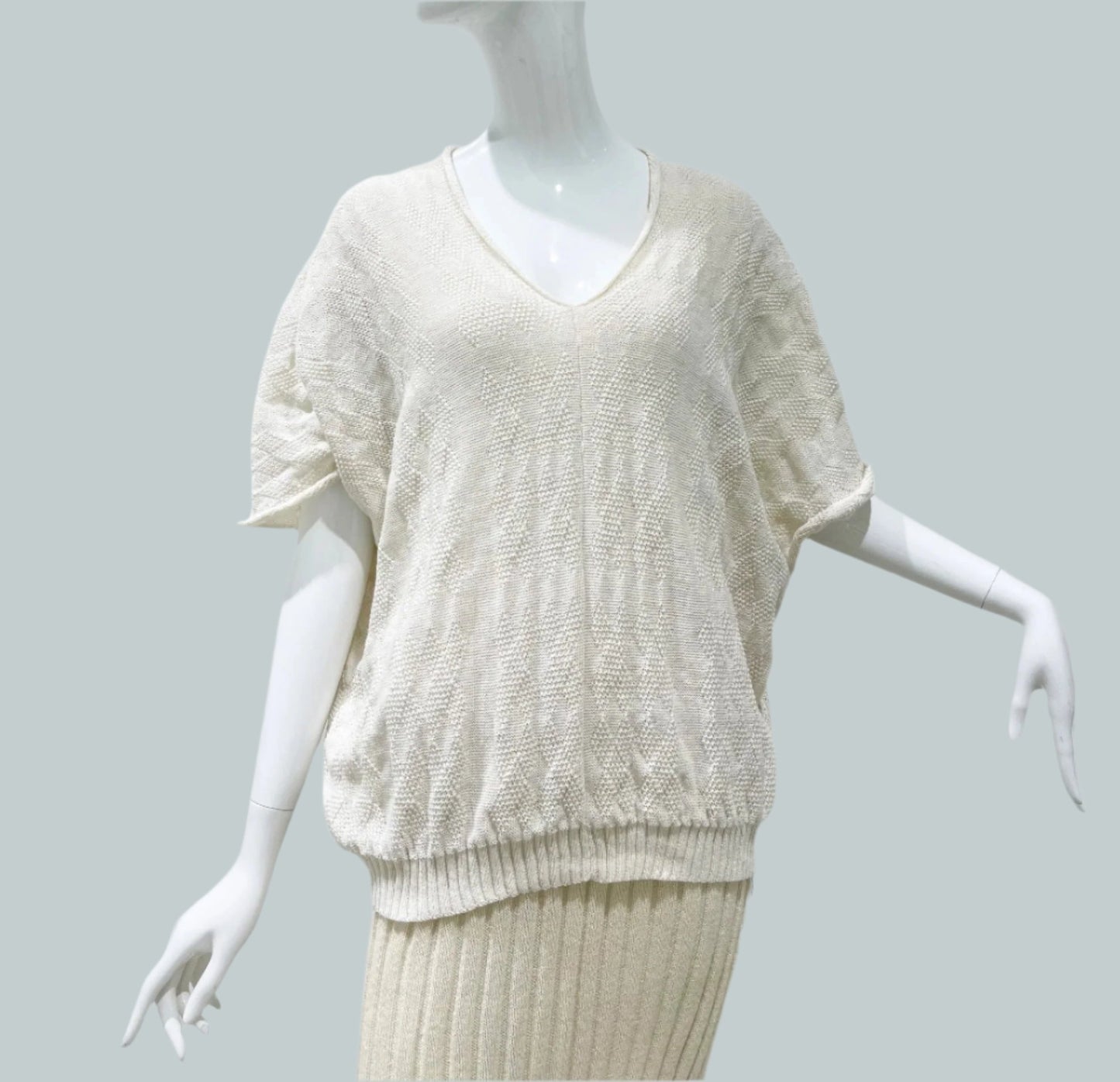 Alpaca Light Knit Poncho Tuck Natural White