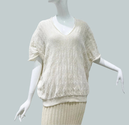 Alpaca Light Knit Poncho Tuck Natural White