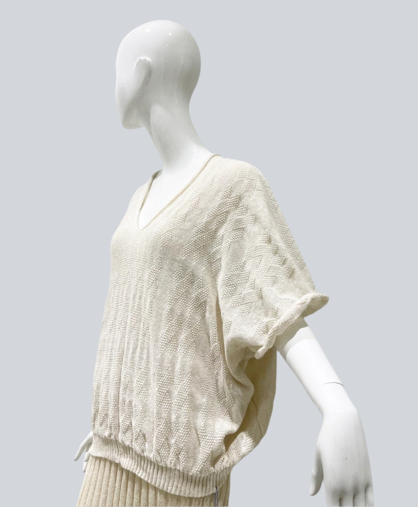 Alpaca Light Knit Poncho Tuck Natural White