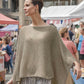 Alpaca Light Knit Poncho Rice Grain Natural Beige