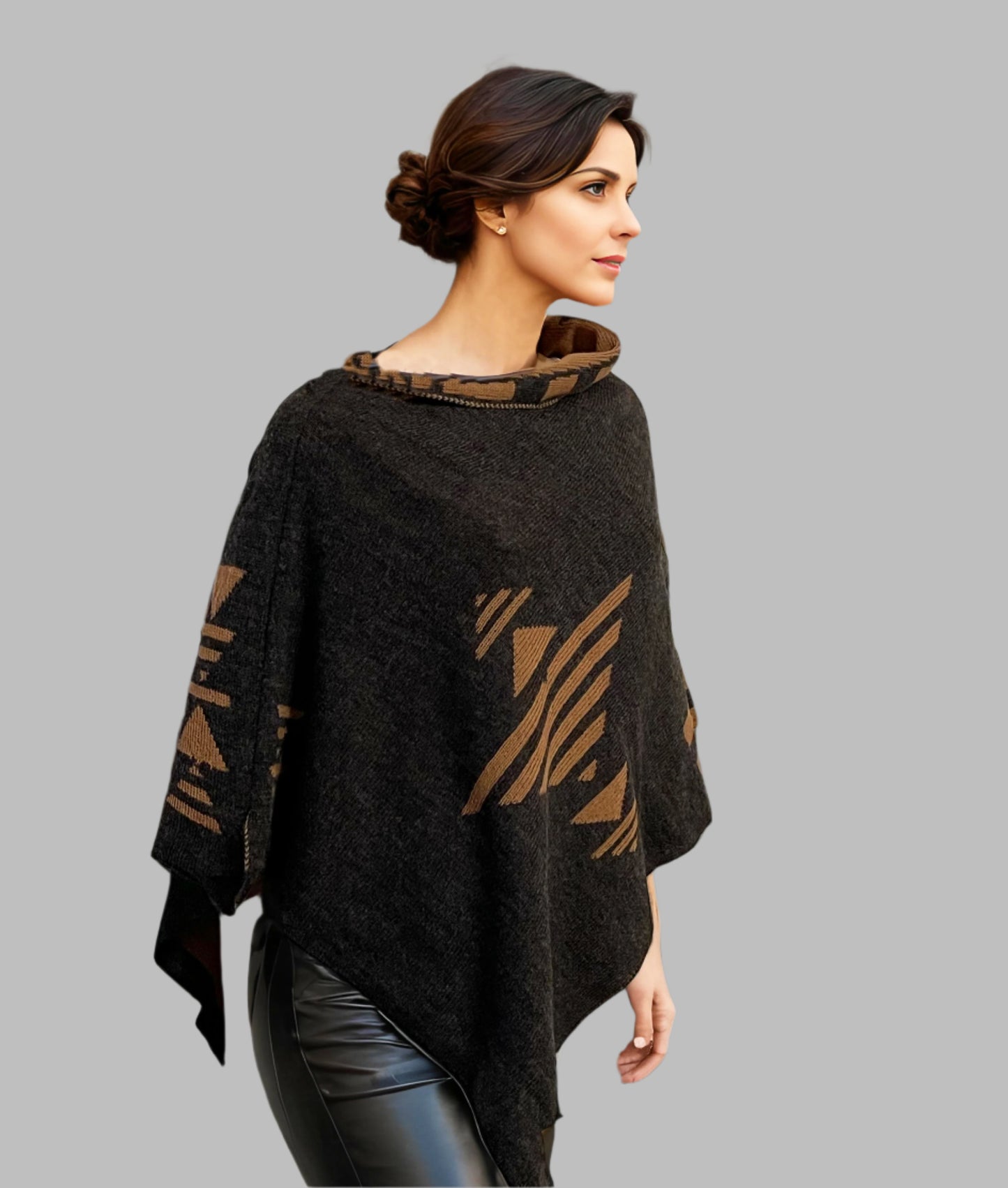 Alpaca Asymmetrical Poncho Charcoal