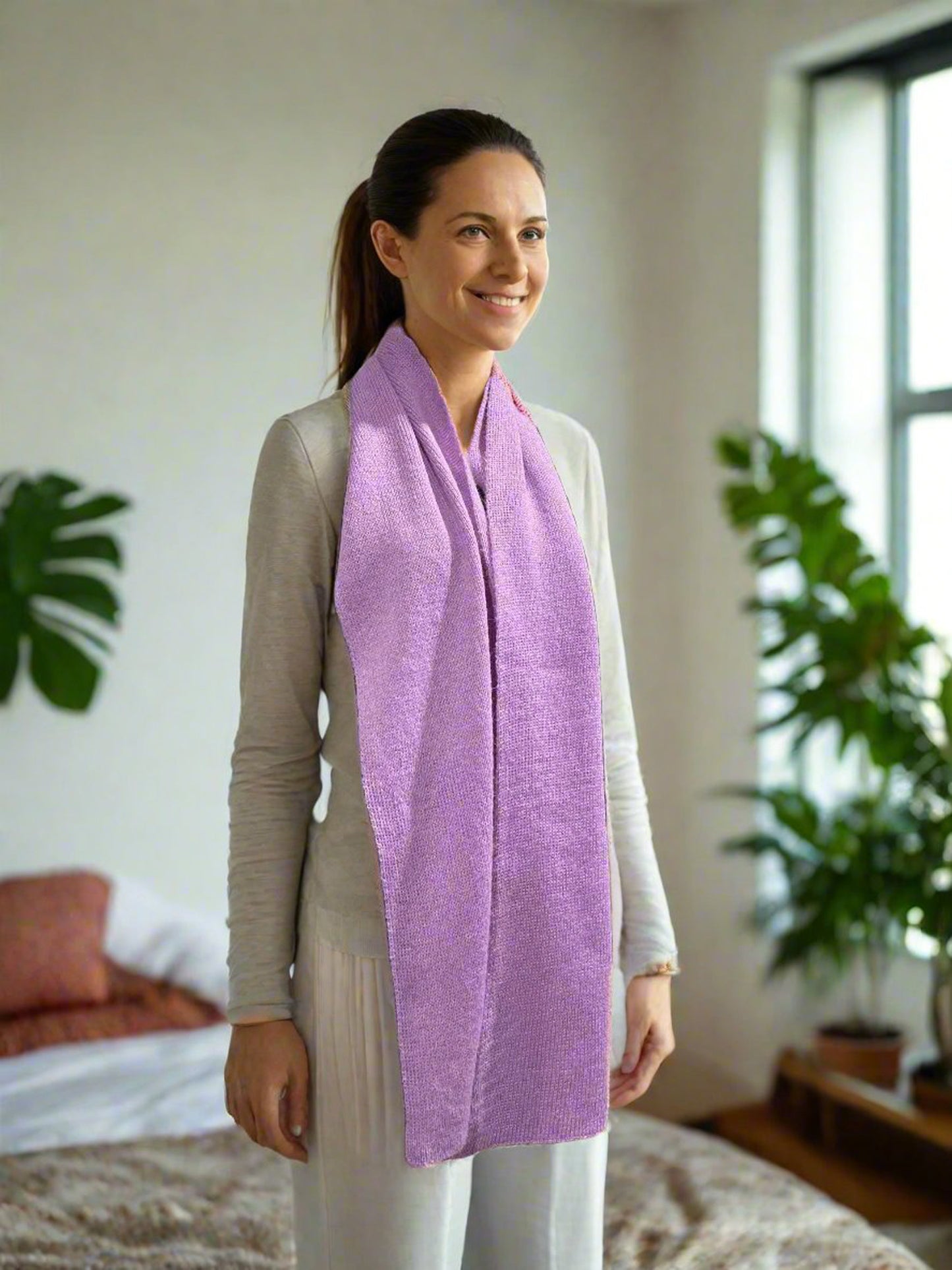 Extra Smooth Alpaca Mohair Scarf, Light Purple