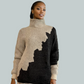 Alpaca High Neck Bi-color design Jacquard White/Charcoal