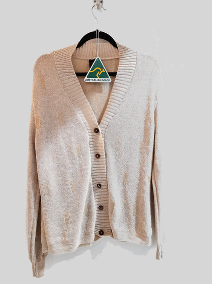 Alpaca Button-Down Cropped Beige Cardigan